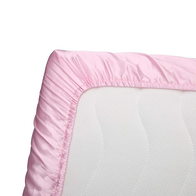 Pro Goleem Satin Pack n Play Playard Sheet Great for Baby Hair Soft Silk Feeling 27x39 Inch Fitted Portable Mini Crib Sheet Playard Mattress Cover for Girls Pink