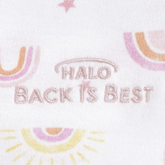 HALO 100% Cotton Sleepsack Swaddle, 3-Way Adjustable Wearable Blanket, TOG 1.5, Sunshine Rainbows, Newborn, 0-3 Months