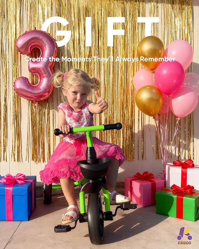 KRIDDO Tricycles Age 24 Month to 4 Years, Toddler Kids Trike for 2.5 to 5 Year Old, Gift for 2-4 Year Olds , Green