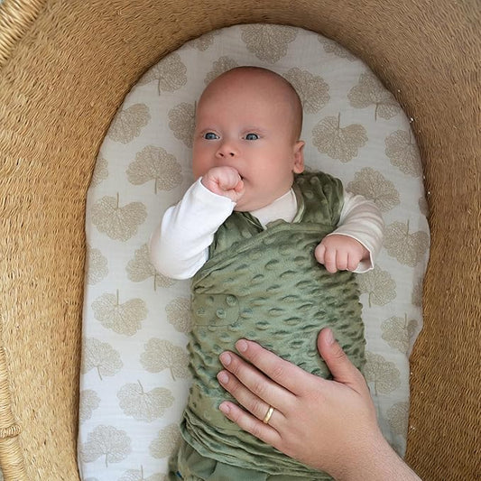 HALO Sleepsack Swaddle, 3-Way Adjustable Swaddle Blanket, TOG 3.0, Velboa, Olive Green Plush Dots, Newborn, 0-3 Months