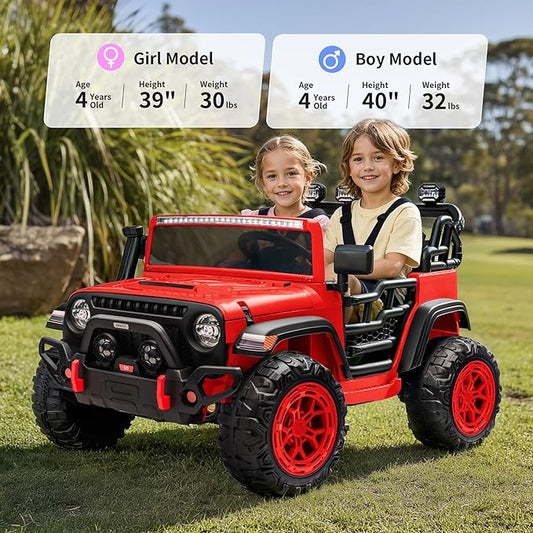 2 Seater Ride on Electric Car, 12V Ride on Toy Car for Kids 4-8 w/Remote Control, EVA Tires - Red