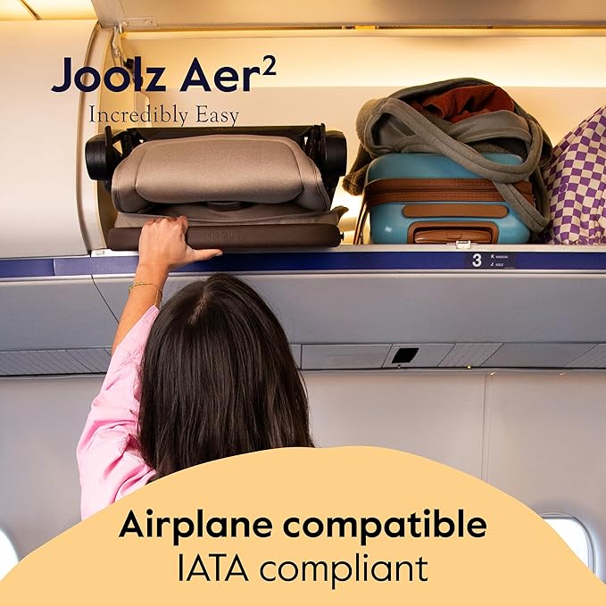 Joolz Aer2 Lightweight Travel Stroller for Baby & Toddler – Ultra-Compact One-Hand Foldable Stroller, Reclining Seat, UPF 50+ Canopy, Adjustable Leg Rest, Carry-On & Airplane Approved (Sandy Taupe)