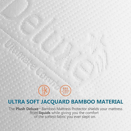 PlushDeluxe Premium Viscose Mattress Protector – Cal-King Size, Waterproof, & Ultra Soft Breathable Noiseless Washable Bed Mattress Cover for Comfort & Protection 72X84 Inches