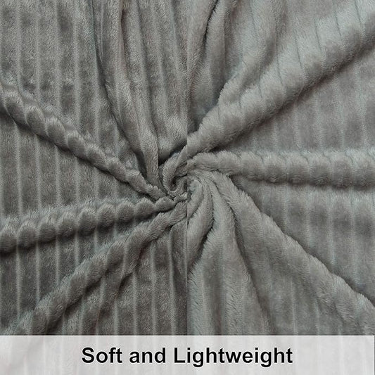 NTBAY Flannel Fuzzy Toddler Blanket, Fluffy Warm and Lightweight Reversible Stripes Design Baby Plush Blanket, 30x40 Inches, Grey