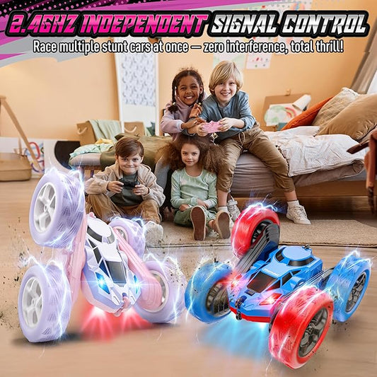 Remote Control Car for Girls, Double-Sided Color Design Stunt RC Vehicle, Upgraded 4WD USB-C Rechargeable Toy, 2.4GHz Fast Electric STEM Toy, Birthday Age 6+