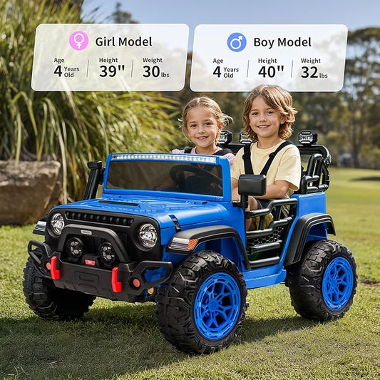 2 Seater Ride on Electric Car, 12V Ride on Toy Car for Kids 4-8 w/Remote Control, EVA Tires - Blue