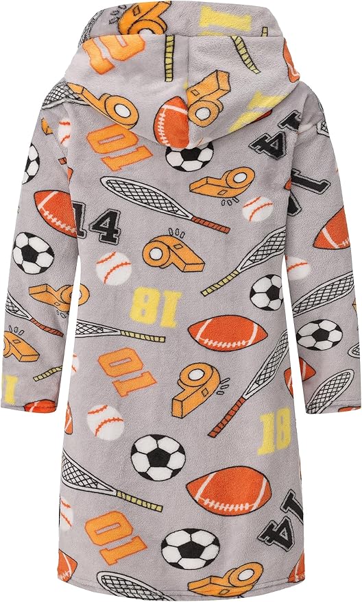 Kid Fleece Hooded Robes Girls Bathrobes Boys Soft Plush Sleepwear Toddler Fuzzy Pajamas
