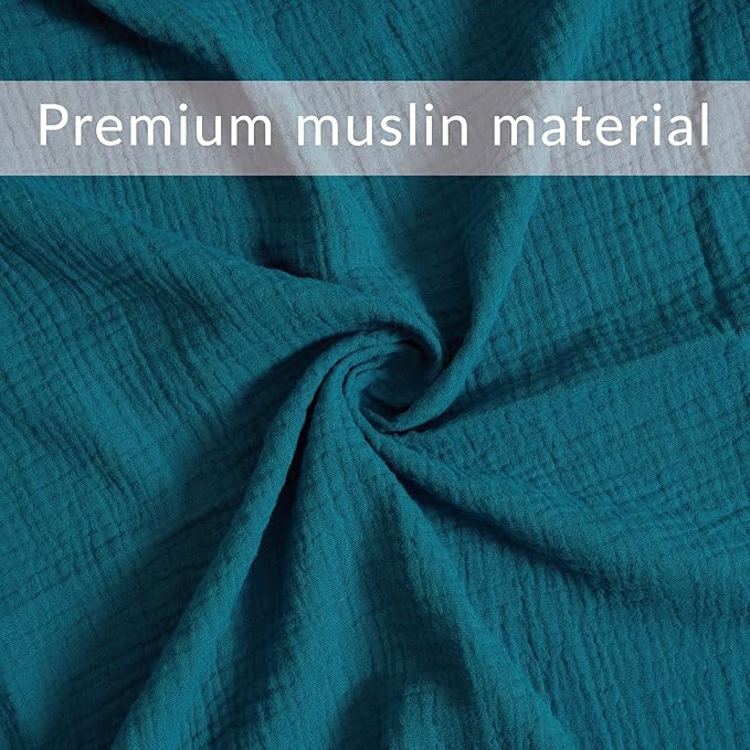 Meracorallo Muslin Fitted Crib Sheet, Soft and Breathable Solid Color Baby Crib Sheet for Standard Crib and Toddler Mattresses (Teal Blue)