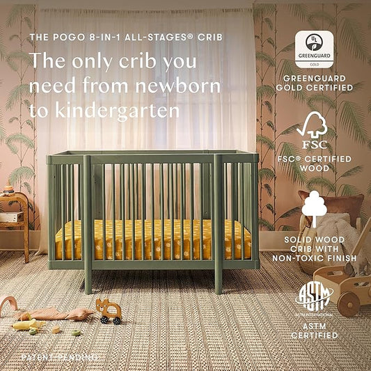 Babyletto Pogo 8-in-1 All-Stages® Convertible Crib - Conversion Kits for Bassinet, Midi Baby & Full-Size Crib to Toddler Bed, Daybed, and Baby Bed - GREENGUARD Gold Certified - Portable & Adjustable