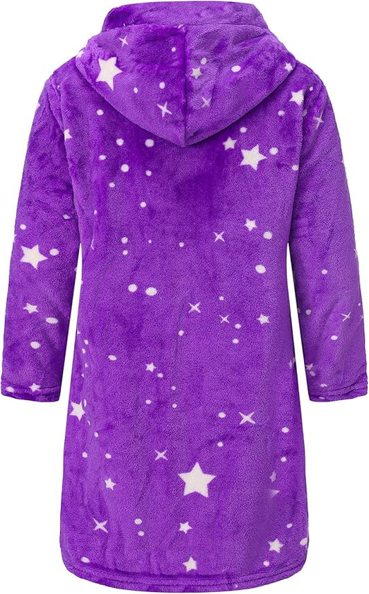 Kid Fleece Hooded Robes Girls Bathrobes Boys Soft Plush Sleepwear Toddler Fuzzy Pajamas