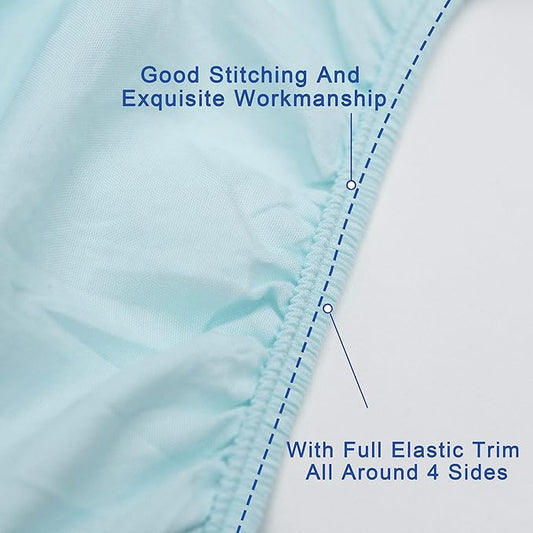FLXXIE 4 Pieces Toddler Bedding Set, Soft and Breathable Microfiber Crib Sheet Set, Includes Quilted Comforter, Flat Top Sheet, Fitted Sheet, Envelope Pillow Case for Boys and Girls, Aqua