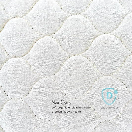 Organic, Waterproof Natural Quilted Fitted Portable/Mini Crib Pad Cover