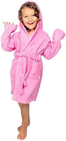 BAGNO MILANO Kids Organic Turkish Cotton Hooded Beach Cover-Up Towel, GOTS Certified, for Boys and Girls (Pink, 3-4 Years)