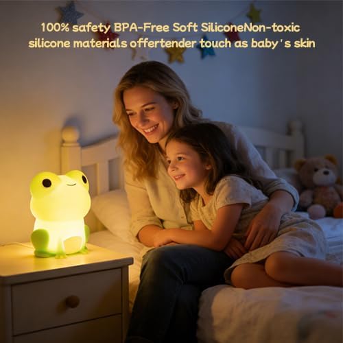 DNBFLLK Frog Night Light,Cute Night Light for Kid，Cute Frog lamp,Best Bedroom Bedside Decor Christmas Birthday Gift for Boy Girl Toddler