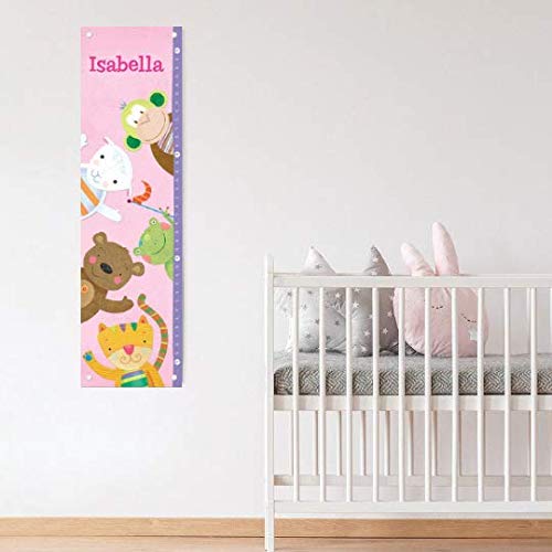 Personalized Growth Chart for Kids, Zoo Animals, Pink - I See Me!