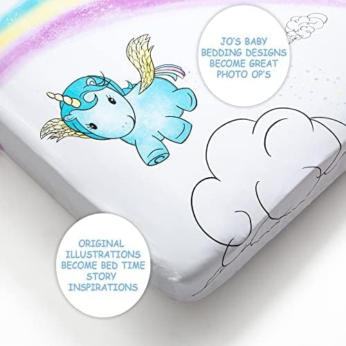 JumpOff Jo - Fitted Crib Sheet, Super Soft Breathable 100% Cotton Baby Crib Sheet for Standard Crib Mattresses and Toddler Beds, 28 in. x 52 in. - Unicorn Pixie Dust