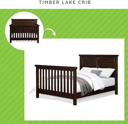 Full-Size Conversion Kit Bed Rails for Bertini Baby Cribs (Dark Walnut - Timberlake Crib)