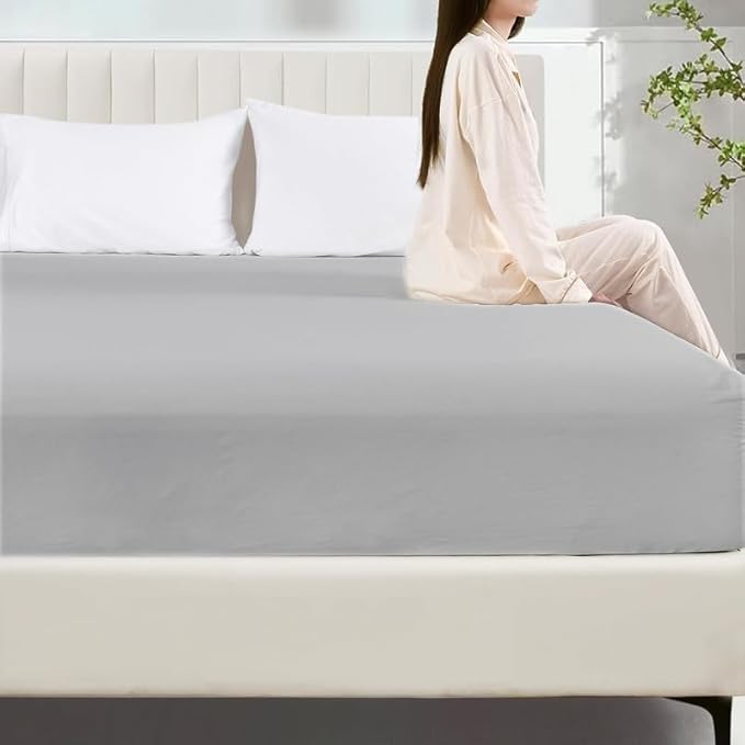 Mattress Protector King Size 100% Waterproof Zippered Cover, 15 Inches Deep, Six-Sided Mattress Encasement for Bed, Zipper Closure Style (Light Grey)