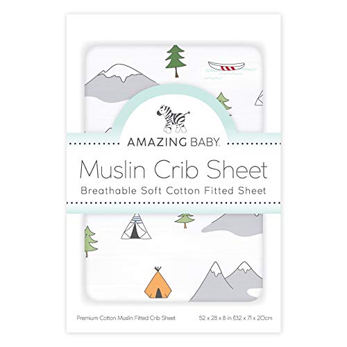 Amazing Baby Cotton Muslin Fitted Crib Sheet, Outdoor Adventure