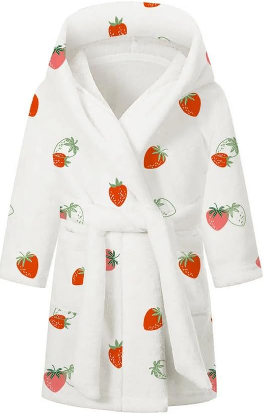 Umeyda Girls Fleece Hooded Robes, Warm Printed Bath Robe for Kids Soft Fuzzy Bathrobe for Gifts