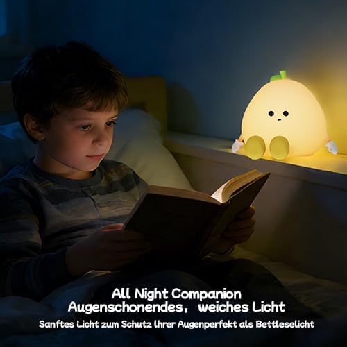 DNBFLLK Grapefruit Night Light for Nursery - Silicone Touch Lamp, 3 Adjustable Brightness, USB-C Rechargeable, Baby-Safe Bedside Light, Toddler Sleep Training & Kids Room Decor