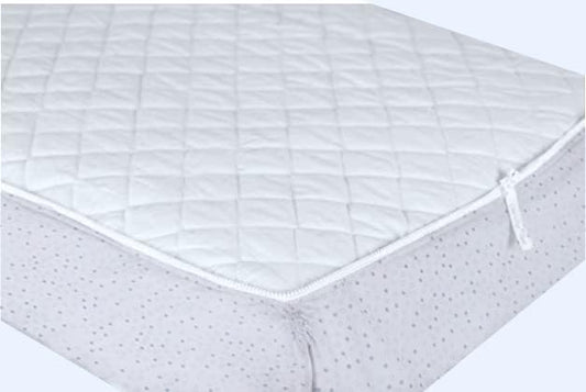 Waterproof Crib Flat Mattress Pad by QuickZip - 100% Cotton White - Luxuriously Soft! Pairs Perfectly with QuickZip Crib Zip-On Sheets