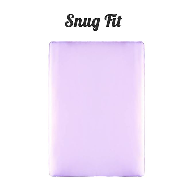Pro Goleem Satin Pack n Play Playard Sheet Great for Baby Hair Soft Silk Feeling 27x39 Inch Fitted Portable Mini Crib Sheet Playard Mattress Cover for Girls Lavender