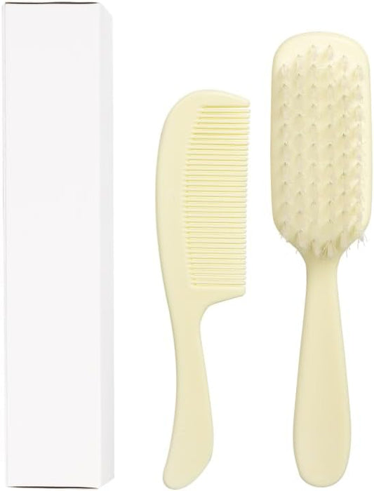 Dukal PCB2 DawnMist Baby Comb & Brush Set – Ivory – Gentle, Non-Scratch Grooming Tools with Soft Bristles for Newborns – 1 Set
