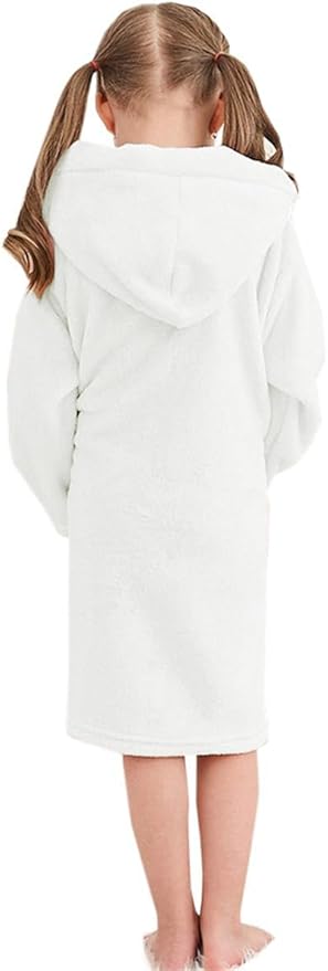 Umeyda Girls Fleece Hooded Robes, Warm Printed Bath Robe for Kids Soft Fuzzy Bathrobe for Gifts