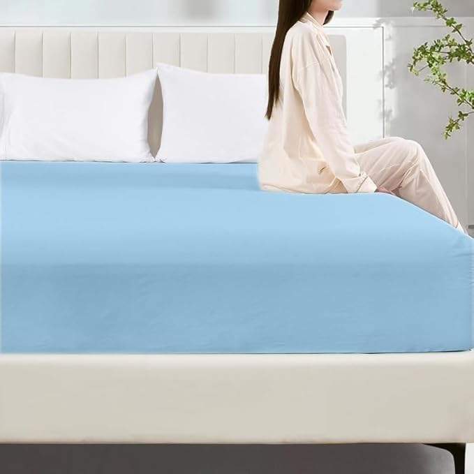 Mattress Protector Full XL Size 100% Waterproof Zippered Cover, 15 Inches Deep, Six-Sided Mattress Encasement for Bed, Zipper Closure Style (Light Blue)
