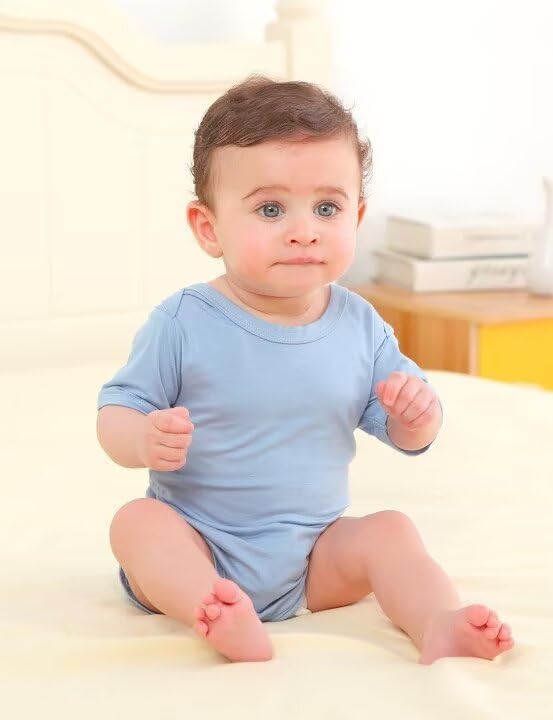 Bamboo Rayon Baby Bodysuit,Short Sleeve Bodysuits Solid Color Outfits for Infant Boys Girls Soft Clothes