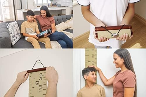Growscroll Classic Kids Growth Chart for Wall - Unique Height Chart for Boys & Girls - Handcrafted Using Canvas & Hard Types of Wood - Makes A Great Collectible Or Family Heirloom - Coral