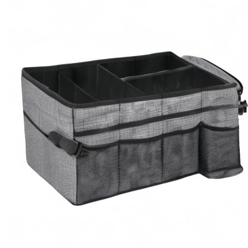 Ldex Car Seat Organizer for Back Seat Front Seat Between Seats,Car Storage Organizer for Kids with Multi- Pockets，Collapsible,cup Holders, Removable Dividers(Gray)