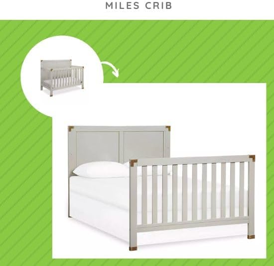 Full-Size Conversion Kit Bed Rails for Baby Relax Convertible Cribs, by Dorel Living - Solid Wood Rail - Toddler and Adult Bed Rail for Full-Size Beds - Baby Furniture (Soft Gray, Option 1)