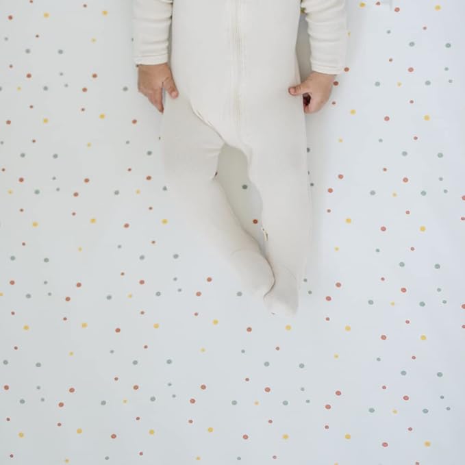 Ecolino Fitted Crib Sheet, 100% Organic Cotton Baby Crib Sheets for Boys and Girls. Fits Standard Crib and Toddler Mattresses, Soft and Breathable in Dots
