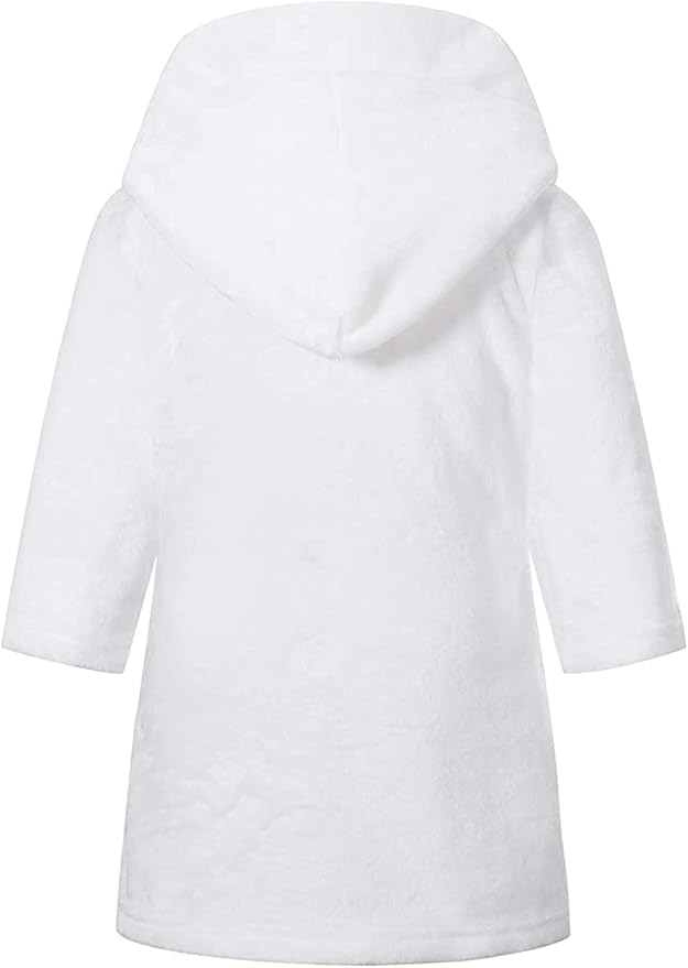 Girls Fleece Hooded Robes, Kids Soft Premium Fuzzy Bathrobe for Gifts, 2-12 Years