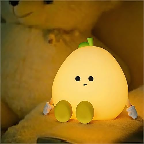 DNBFLLK Grapefruit Night Light for Nursery - Silicone Touch Lamp, 3 Adjustable Brightness, USB-C Rechargeable, Baby-Safe Bedside Light, Toddler Sleep Training & Kids Room Decor