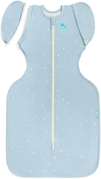 Love to Dream Swaddle Up Transition Bag Original, Arms Up Position, Light and Ultra Breathable Cotton - Sleep Bag - 1.0 TOG - (20-24°C) Ideal for moderate temps (Twinkle Powder Blue, Large, 13-19 lbs)