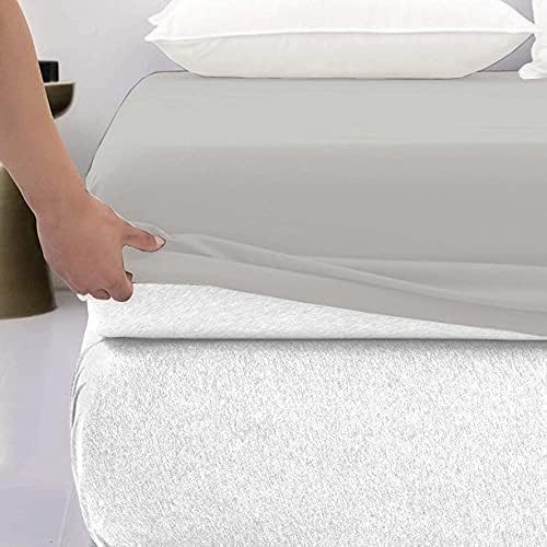 Queen Size 600 Thread Count Cotton Fitted Sheet for Bed|100% Egyptian Cotton Sheet|1 Piece Sheet Comfy, Ultra Soft, Breathable|16 Inch Deep Pocket Bottom Sheet in Light Grey Solid