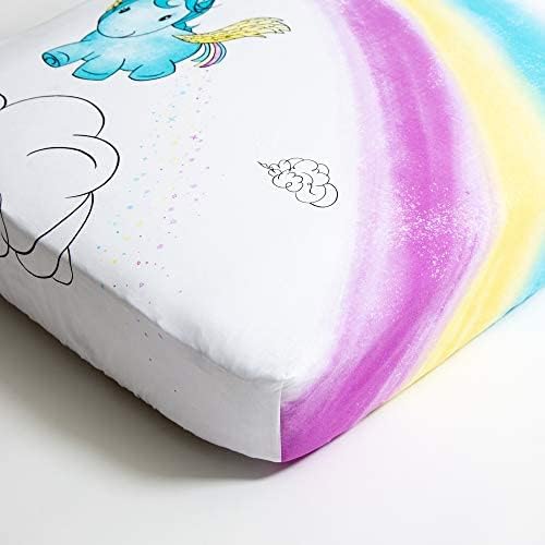 JumpOff Jo - Fitted Crib Sheet, Super Soft Breathable 100% Cotton Baby Crib Sheet for Standard Crib Mattresses and Toddler Beds, 28 in. x 52 in. - Unicorn Pixie Dust