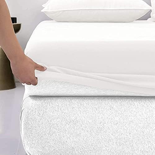 600 Thread Count Cotton Fitted Sheet for 48"x 75"|100% Egyptian Cotton Fitted Sheet|1 Piece Fitted Sheet Comfy, Ultra Soft, Breathable|16 Inch Deep Pocket Fitted Sheet in White Solid