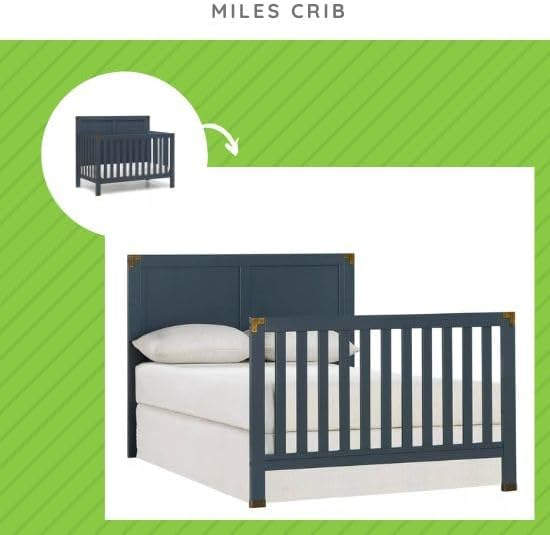 Full-Size Conversion Kit Bed Rails for Baby Relax Convertible Cribs, by Dorel Living - Solid Wood Rail - Toddler and Adult Bed Rail for Full-Size Beds - Baby Furniture (Graphite Blue, Option 1)