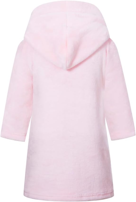 Boys Girls Robe Kids Flannel Hooded Bathrobe Sleepwear Pajamas Toddler Soft Plush Robes for Girls 2-16 Years