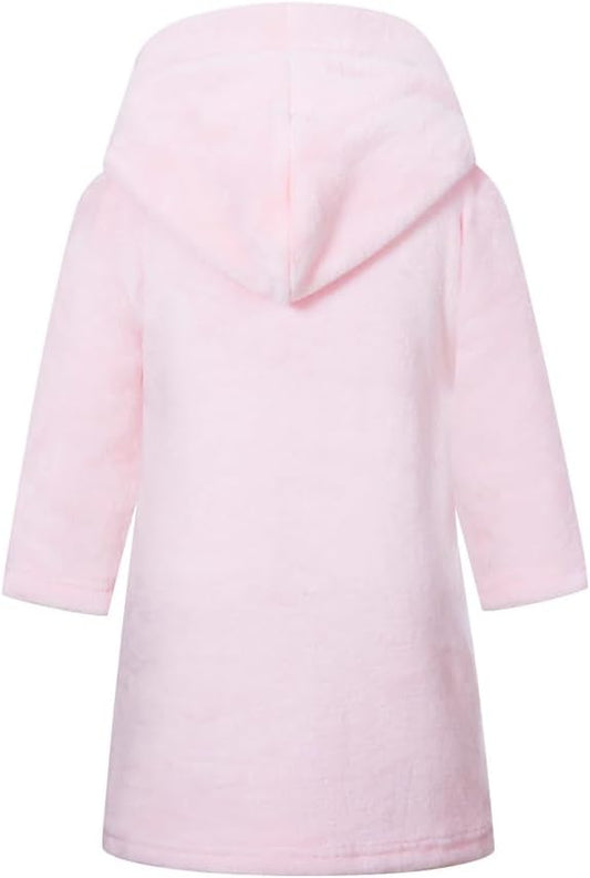 Boys Girls Robe Kids Flannel Hooded Bathrobe Sleepwear Pajamas Toddler Soft Plush Robes for Girls 2-16 Years