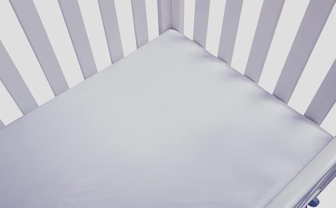 Satin Pack n Play Sheet Set 2 Pack Ultra Soft Silk Fitted Mini Crib Sheets Playard Sheet Protect for Baby Hair and Skin, Grey & Lt Blue