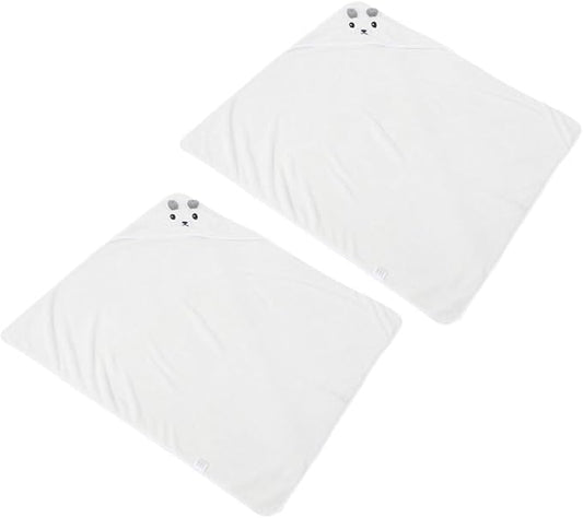 2pcs Hooded Bath Towels for Coral Fleece Soft Absorbent Animal Design Bathrobe Cape for Newborns Bath Swimming Beach Use