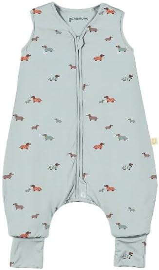 GUNAMUNA Baby Footie Sleep Bag – Walkable Wearable Blanket with DIAPER-ZiP, Convertible Foot Cuffs, Anti-Slip Grips