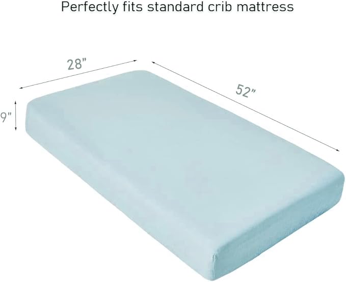 Muslin Crib Sheets for Baby Boys Girls, Neutral Fitted Crib Mattress Sheet for Standard Crib and Toddler Mattress, Soft and Breathable Bed Covers, 28” x 52” (Light Blue)