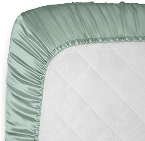 Mulberry Park Fitted Silk Crib Sheet - Grade 6A Pure 19 Momme Toddler Bedding - Gentle on Baby's Delicate Skin, Helps with Bald Spot, Eczema, Dry Skin & Cradle Cap - 28" x 52" / Goodnight Green