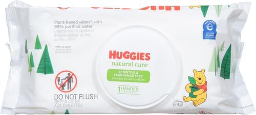 Huggies Natural Care Sensitive Baby Wipes, Unscented, Hypoallergenic, 99% Purified Water, 1 Flip-Top Pack (56 Wipes Total) (Pack of 3)